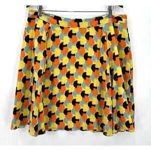 Semantiks Skirt Womens A-Line Lined Circles Pattern Side Zip Multicolor XL